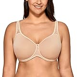 DELIMIRA Damen mit Bügel Nahtlose Vollschalen T-Shirt BH Gepolstert Große Größen Beige 100E