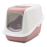 Moderne Katzentoilette Katzenklo Haubentoilette Nestor Weiss-rosa 56 x 39 x 38,5 cm