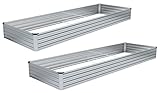 MGNO 2 x verzinkte Hochbeete für den Außenbereich, Pflanzkasten für Gemüse, Metall, Gartenbeet, rechteckig, für Kräuter, Blumen, 2 Stück