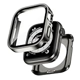 Kawoco 2 in 1 Wasserdichtes Hülle für Apple Watch Series 6/5/4/SE/SE2 44mm mit Eingebaut Kratzfest Gehärtetes Glas Schutzfolie, HD Hochempfindliche Schutzhülle für iwatch 44mm, Titanstahl