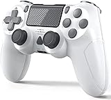 JJVYE Wireless Controller for PS4, Wireless Game Controller Joystick for PS4/PS4 Pro/PS4 Slim Console with Dual Vibration/6-Axis Gyro Sensor Function (White)