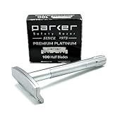 Parker SoloEdge Single Edge Rasierhobel mit 100 Parker Platinum Single Edge Rasierklingen im Lieferumfang enthalten