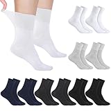 taonganui 10 Paare Herren Diabetiker Socken, 39-44 Diabetikersocken Ohne Gummibund Komfortbund extra weit Baumwolle Diabetiker Socken für Herren Männer