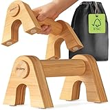Praknu Liegestützgriffe aus Holz - 2x 𝗚𝗲𝗹𝗲𝗻𝗸𝘀𝗰𝗵𝗼𝗻𝗲𝗻𝗱𝗲 & Rutschfeste Paralletes mit Tasche - Ergonomische Push Up Bars für Calesthenics, Handstand & Liegestütze - Für Zuhause & Outdoor