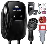 Tera EV Ladegerät mit Reservierung 32A Typ 2 22KW 7m CEE 3-Phasen CE & TÜV 400V Home Ladestation Wallbox mit Kabelhalter Kompatibel mit Allen PHEV/EV W02 Schwarz