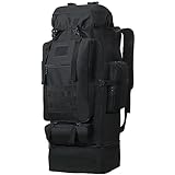 Lizbin 100L Camping Wanderrucksack, Militärischer taktischer Rucksack Molle Rucksack, extra großer Wanderrucksack, wasserabweisender Wander-Tagesrucksack, Outdoor-Sportrucksack, Sporttaschen (Schwarz)