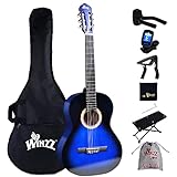 Winzz Konzertgitarre 4/4 Anfänger Set - 39 Zoll Klassische Gitarre Kit mit Nylonsaiten für Erwachsene, Kinder ab 11+ Jahre, Blau