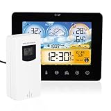 Wetterstation Funk mit Außensensor, Wetterstationen Innen- und Außentemperatur Funk mit Wettervorhersage, digitales Farbdisplay, Funkwetterstation mit Wettervorhersage