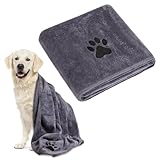 Adiwo Hunde Handtuch, 140 * 70cm Hundehandtuch Extra saugfähig, Grau Schnelltrocknend Haustier Mikrofaser Handtücher, Geschenk geeignet für Hunde Katzen Oder Andere Haustiere