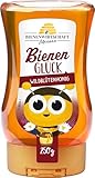 Bienenwirtschaft Meißen Bienenglück Wildblütenhonig flüssig 250g Spender - Zarter bernsteinfarbiger Honig, lieblich im Geschmack - Praktischer Spender (1 x 250g)