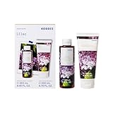 KORRES Körperpflege Vorteilsset Lilac für Damen und Herren, Duschgel 200 ml und pflegende Bodymilk 250 ml, mit blumigen Duft, vegan, silikon- und parabenfrei