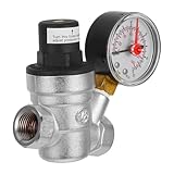 Uonlytech Wasserdruckregelventil Druck-Regler RV-Druckregler Wasserdruckregler für Regler mit Manometer stress abbau dekompression Wasserregler Wasserreduzierer Verchromtes Messing Silver