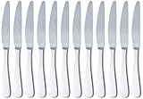 Amazon Basics - Tafelmesser mit Abgerundeter-Rand, Edelstahl, 12er-Pack, Silberfarben