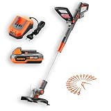 Fuxtec 20V Akku-Rasentrimmer FX-E1RT20 – Leicht (2,2 kg), 25 cm Schnittbreite, inkl. 2Ah Li-Ionen Akku & Ladegerät - Teleskopverlängerung, drehbarer Kopf für präzise Rasenkanten, kabelloses Trimmen