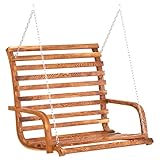 wenjingqi 313940 Hollywoodschaukel aus Holz mit Teak-Finish, 126 x 63 x 92 cm