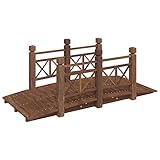 vidaXL Gartenbrücke, Teichbrücke für Garten Bauernhof Hinterhof, Zierbrücke mit Geländer auf beiden Seiten, Brücke Holzbrücke, Massivholz Fichte