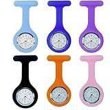 BDBFPAN 6 Stück Schwesternuhr,Silikonmaterial Krankenschwester Uhr Durch Eine Nadel Tragen Krankenschwester Zubehör Hängeuhr Taschenuhr Zubehör Uhr