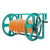 FORRTY Metall Landwirtschaftliche Schlauchtrommel, Handkurbel Schlauchaufroller,Gartenschlauch Schlauchtrommel Schwerlast,Wand/Boden/Ladeflächenmontage,Schlauchwagen for Autowäsche(2m Hose,100m)