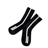 KINZE Socke Vertikal Gestreifte Jacquard Stricksocken Rot Und Weiß Gestreifte Mode Socken Mid-Wade Socken-Schwarz-3Pair-Einheitsgröße
