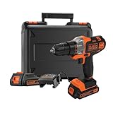 Black+Decker Akku-Multifunktionsgerät MT218KB / 18V Akkubohrer mit 2 Akkus/Geeignet zum Bohren, Sägen und Schleifen dank verschiedener Aufsätze/Inklusive Koffer/Werkzeug mit Koffer