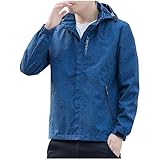 UHouse Regenjacke Herren Wasserdicht Softshelljack Atmungsaktiv Übergangsjacke mit Kapuze Windjacke Leichte Dünne Jacke Kapuzenjacke Herbstjacke Fahrradjacke Prime - Day Angebot 2025 Blau XL