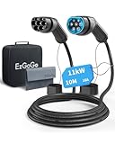 EzGoGo Typ 2 Ladekabel, 11 kW / 16A / 3-Phasig / 10 Meter/Modus 3, Typ 2 auf Typ 2 EV Ladekabel für Elektroauto mit Tragetasche und Mikrofasertuch