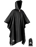 flintronic Wasserdichter Regenponcho, Leichter regenschutz Regencape, 3 in 1 wiederverwendbarer Regenmantel für Fahrrad Wandern, Camping, Angeln- Herren & Damen, Schwarz