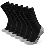 YORJOSOX Socken Herren 43-46 39-42 Wandersocken Crew Sportsocken Gepolstert Trekkingsocken Baumwolle Arbeitssocken (DE/NL/SE/PL, Numerisch, 39, 42, Regular, Regular, Schwarze 6-Paare)