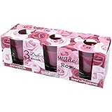HS Candle Duftkerzen Classic 3er Pack im Glas, lange Brenndauer und angenehmer Duft (Wilde Rose)