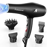 Dekuri Föhn Ionen, Profi Fön Haartrockner Hair Dryer Haarföhn mit 1 Diffusor 2 Stylingdüse, 3 Heiz und 2 Geschwindigkeitsstufen, 2,5 Meter langes Netzkabel, Starker Fön für Familie