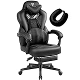 Vigosit Gaming Stuhl PRO- Gamer mit Fußstütze, Mesh PC Bürostuhl massagefunktion, Ergonomische Reclining Computer 150 kg belastbarkeit, Groß und hoch Büro Sessel (Schwarz), (JD-0301BK PRO)