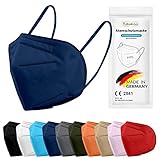 TubeRoo FFP2 Maske blau dunkelblau 10 Stück Masken aus Deutschland, Made in Germany, weiche Ohrschlaufen Bänder, Atemschutzmaske, Mundschutz, Schutzmaske, Staubmaske, Feinstaubmaske