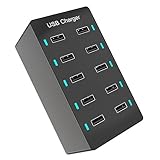 MARKELL 1 Stück 50 W USB Multiport Ladegerät Fast Charge Hub 10 Port Fast Charge Ladegerät Desktop Dock Charger Schwarz (EU)