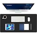 K KNODEL Tischunterlage, Schreibtischunterlage, 80 x 40cm PVC Tischunterlage, Laptop Tischunterlage, wasserdichte Schreibunterlage für Büro- oder Heimbereich, doppelseitig (Schwarz/Schwarz)