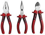 kwb 3-tlg. Zangen-Set in 160 mm, mit induktiv gehärteten Schneiden, 2-Komponentengriff mit Handschutz, langlebig, polierter Oberfläche, Aufbewahrungskoffer, entspricht DIN ISO 5745