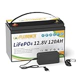 FLLYROWER 12V 120AH Lifepo4 Lithium Batterie mit BMS Low Temperature 18500 Tiefe Zyklen 1536Wh 120ah Lithium Batterie für Wohnmobil,Solaranlage,Schleppmotor, Haushalt,Solarpanel Kit,Camping
