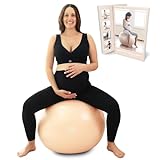 BABYGO® Gymnastikball Schwangerschaft Sitzball Büro Schwanger Yoga Pezziball | inklusive Schwangerschaftsbuch zur Geburt & Fitness | Anti-Burst 1000kg (Nude, 65cm - 4'8' - 5'10')