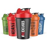 RadiantShake Motivierende Protein-Shaker-Flaschen, spülmaschinenfest, Shaker-Becher für Protein-Shakes und Smoothies, 5 Stück
