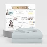 Purity Home Hellgraues Bettlaken aus 100 % Bio-Baumwolle für Queen-Size-Bett, ultraweich, Fadenzahl 300, 4-teilig, Queen-Size-Größe, Perkal-Gewebe, kühl, atmungsaktiv, mit 40,6 cm tiefer Tasche