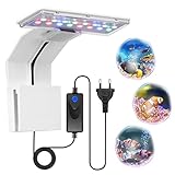 Adiwo Aquarium Beleuchtung, 3 Farben Aquarium LED Beleuchtung Aquarium Licht 220V 50-60Hz Beleuchtung für Aquarien 9W 600LM Licht 16 LEDs Aquarium LED für Wasserpflanzen und Fische Weiss