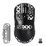ATTACK SHARK X3MAX 49g Superlight Maus, PixArt PAW3950-Sensor, Bis zu 420000 DPI, 100M Klicks Optische Mikroschalter, BT/2,4G Kabellose/Kabelgebundene Gaming-Maus mit Spiralkabel, für PC/Xbox/PS5/Mac