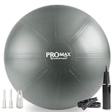 SmarterLife PRO MAX Gymnastikball für Stabilitätstraining, Fitness, Schwangerschaft, Yoga, Pilates, Heimstudio, Physiotherapie, Geburt, Balance Ball Stuhl (65cm, Silber)