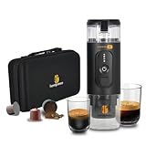 Handpresso - E-PRESSO+ tragbarer Kaffeebereiter und Koffer | Mini-Kaffeemaschine, tragbar, wiederaufladbar, USB, für Espressokapseln oder gemahlenen Kaffee, großer Tank 90 ml (max. 110 ml) Akku 3 x