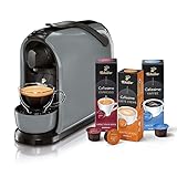 Tchibo Cafissimo Pure Kaffeemaschine Kapselmaschine inkl. 30 Kapseln für Caffè Crema, Espresso und Kaffee, grey, für Zuhause, Reisen, Camping, Büro