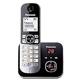 Panasonic KX-TG6821GB DECT Schnurlostelefon mit Anrufbeantworter (strahlungsarm, Eco-Modus, GAP Telefon, Festnetz, Anrufsperre) schwarz
