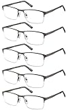 EYECEDAR 5 Stuks Lesebrille Herren Anti-blaues licht Halbrahmen rechteckig Federscharniere Lesebrille 1,50