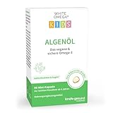Algenöl Kapseln für Kinder – veganes Omega-3 – ohne Carrageen – 330 mg DHA aus Algen – 90 Mini-Kapseln (1 Monat)
