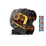 Mega PC Dragon M.Star Open-Frame Mid-Tower Micro-ATX/Mini-ITX Gaming Gehäuse - Gehärtete Glasscheiben, hoher Luftstrom, ARGB-Beleuchtung, USB-C-Anschluss, werkzeugloses Design (Schwarz, nur mit