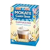 MOKATE® Cappuccino Candy Shop|10 Säckchen 220g Geschmack: Vanille | Instantkaffee Kaffeegetränk Instantkaffee Samtig Aromatisch Cremiger Getränk Getränkepulver aus löslichem Bohnenkaffee