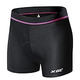 XGC Damen Radunterhose Radsportshorts Fahrradhosen mit elastische atmungsaktive 4D Gel Sitzpolster mit Einer hohen Dichte (Black, S)